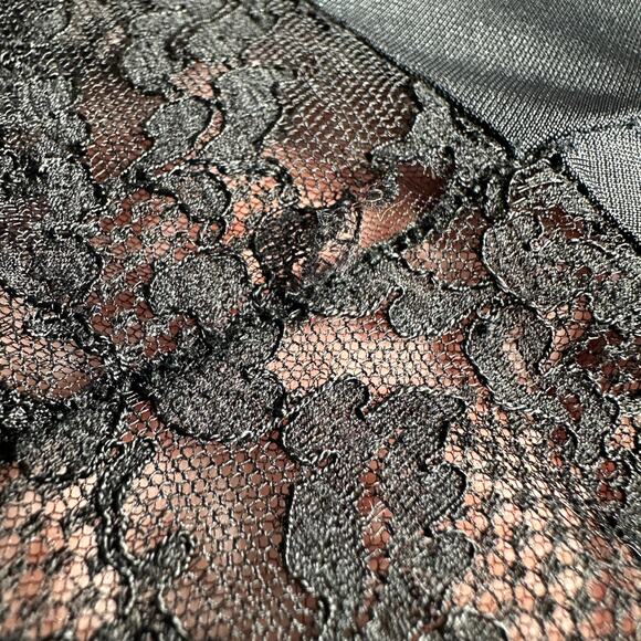 Vintage Fray Pruf 1950s Black Lace Slip Dress Side Zip Lingerie Glam 37" Bust - Picture 8 of 16